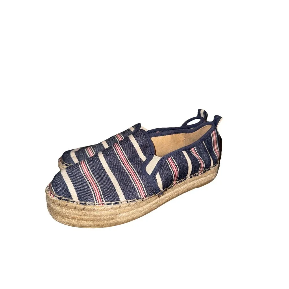 Sam Edelman Carrin Espadrille Shoes Blue Striped Size 9.5 Beach